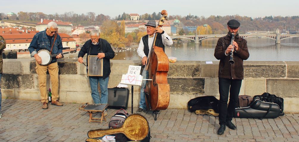 Musicians on a Bridge in Prague